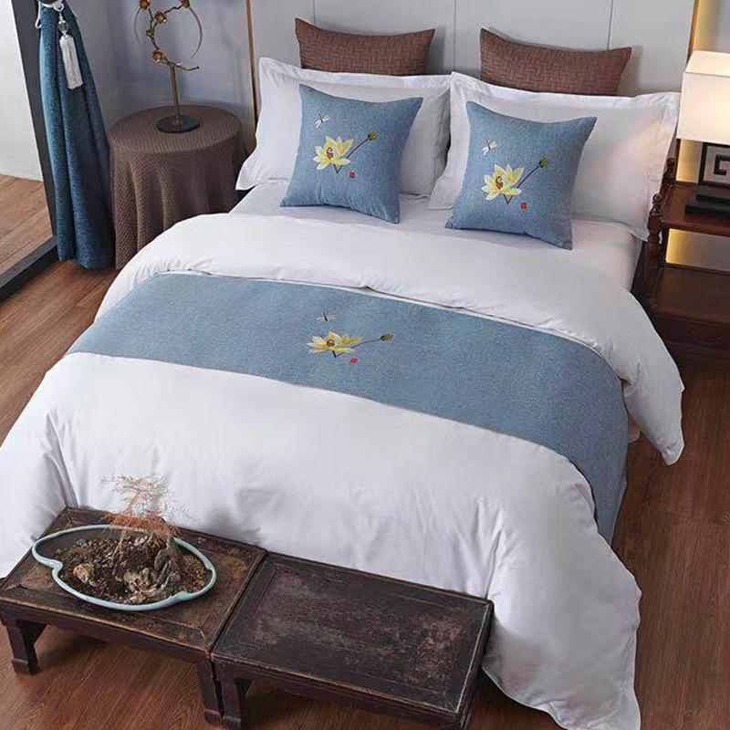 New Bed Tail Flag Decorative Cloth Home Textile Bedding Embroidered Long Strip Bed Cover Table Flag Universal in Multiple Colors
