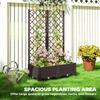 Raised Garden Bed with Trellis, Plastic Planter Box with Drainage Holes, Drain Plugs and Water Reservoirs for Climbing Plants, Vegetables, Flowers