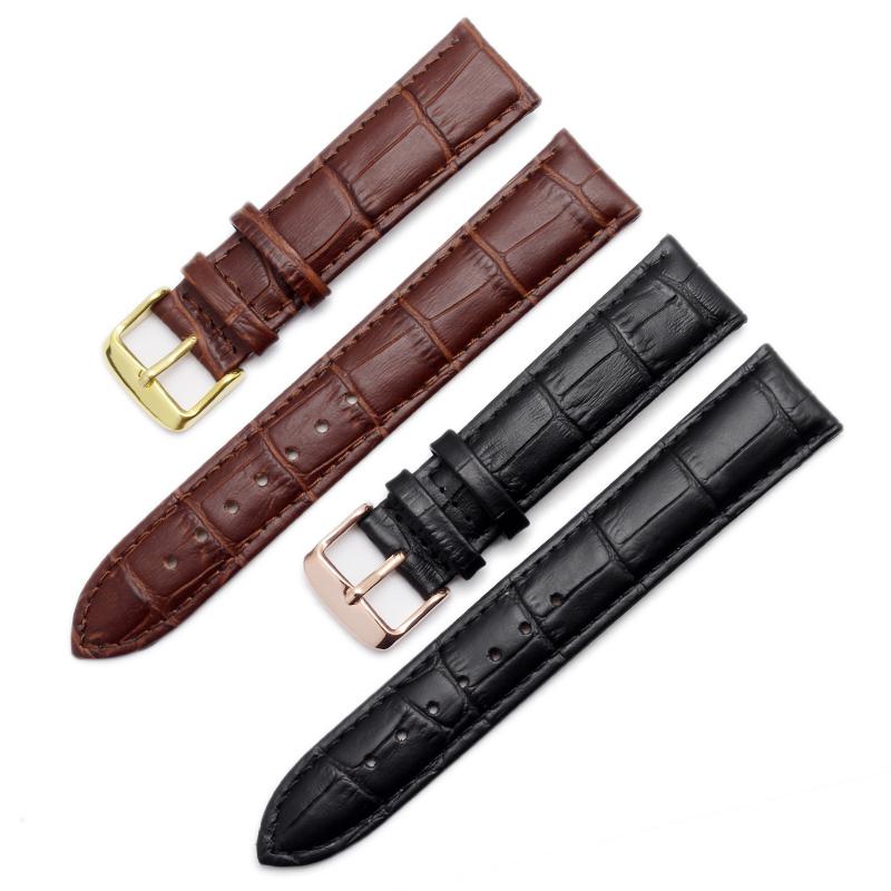 For Brand Genuine Leather Black Watchband Straps Size 12mm 14mm 15mm 16mm 18mm 19mm 20mm 21mm 22mm 24mm Watch Wristband Bracelet