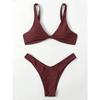Solid Tie Sexy Bikini 2026 Padded Bra High Leg Bandage Push Up Bikini Set Brazilian Swimsuit Women Swimwear