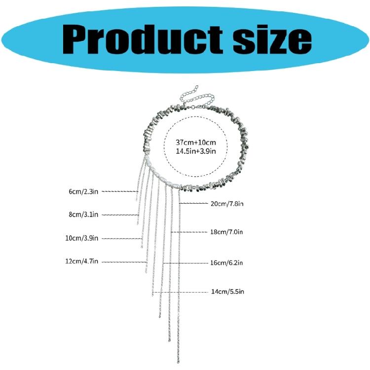 Irregular Bead Necklace with Multiple Tassels Adjustable Collarbone Chain Statement Choker for Fashion Enthusiasts