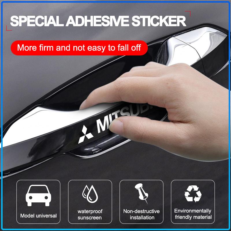 4Pcs Car Door Handle Stickers Tire Rear View Mirror Decals For Mitsubishi Lancer 7 8 I200 Pajero Montero Sport Outlander ASX Mirage Eclipse