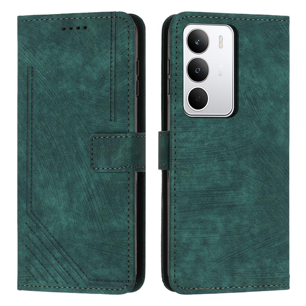 For Realme C71 4G Stand Case Imprinted Lines Leather Phone Cover