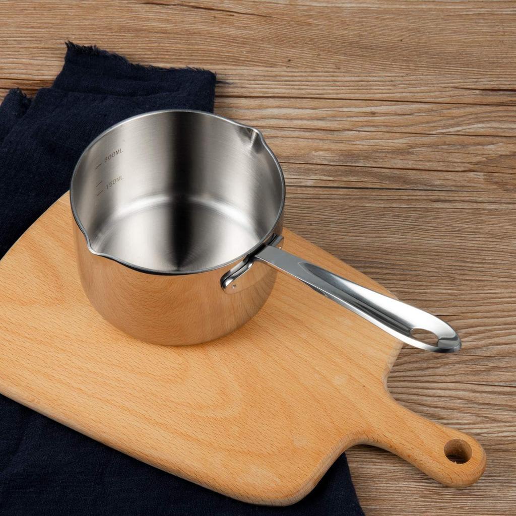IMEEA Milk Pan, 18-10 Stainless Steel, Induction Cooktop Compatible, 450ml, Mini Milk Pan, Silver