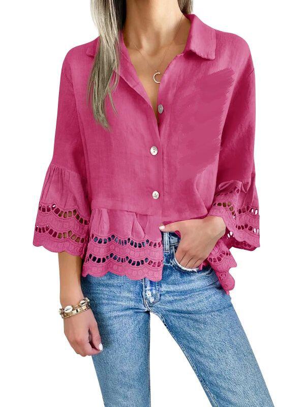 2025 Spring/Summer Women's Flare Sleeve Lace Shirt