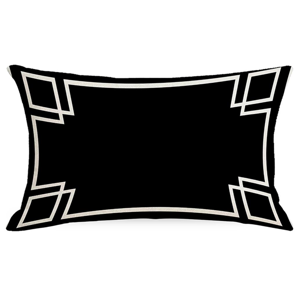 Modern Simple Black And White Pillow Living Room Sofa Bedroom Backrest Single Side Linen Abstract Striped Plaid Pillow Quality