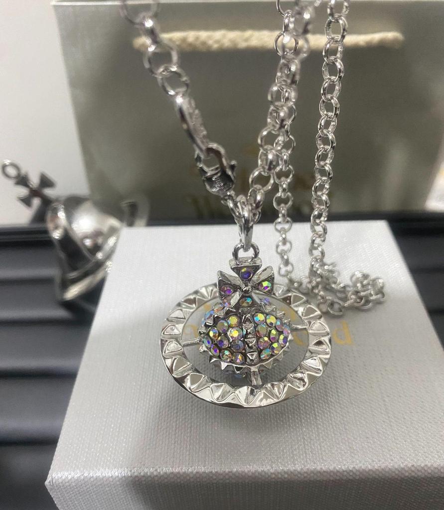 Mayfair Diamond Paved Saturn Punk Necklace for Men & Women