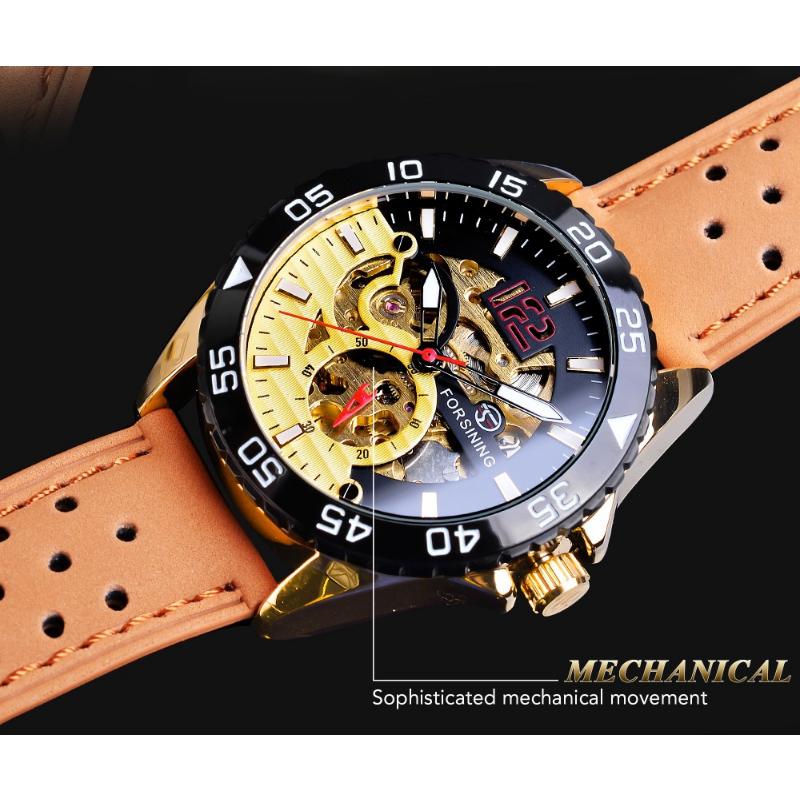 Forsining Men's Fashion Casual Hollow Waterproof Automatic Mechanical Watch