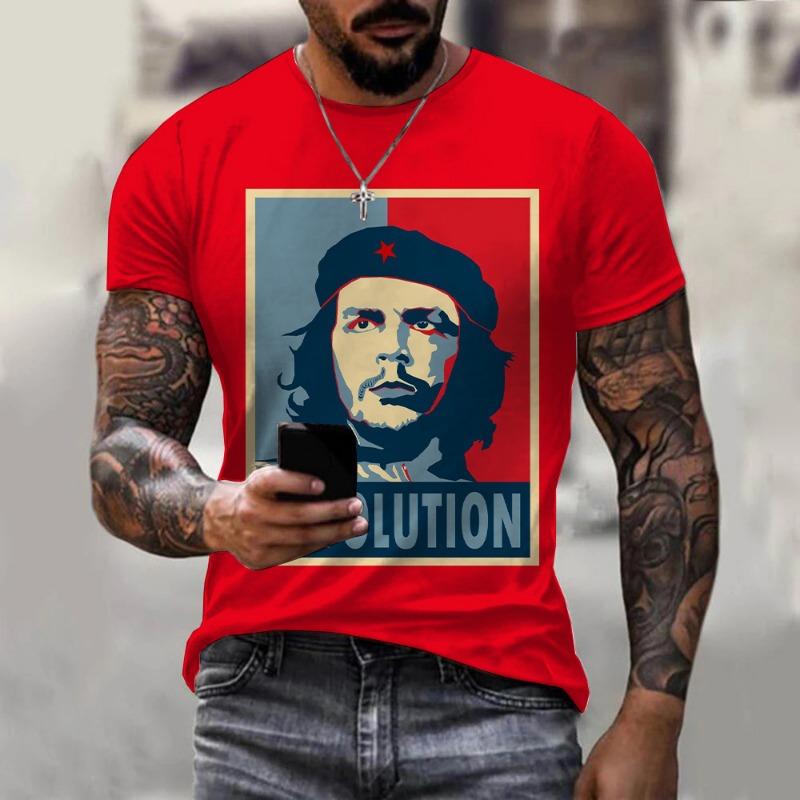 Ανδρικό T-Shirt με Γραφικό Che Guevara 3D Ρούχα Μόδα Harajuku T-Shirts Αναψυχής Λαιμόκοψη O Κοντομάνικο Πουλόβερ Καλοκαιρινά Φαρδιά Μπλουζάκια