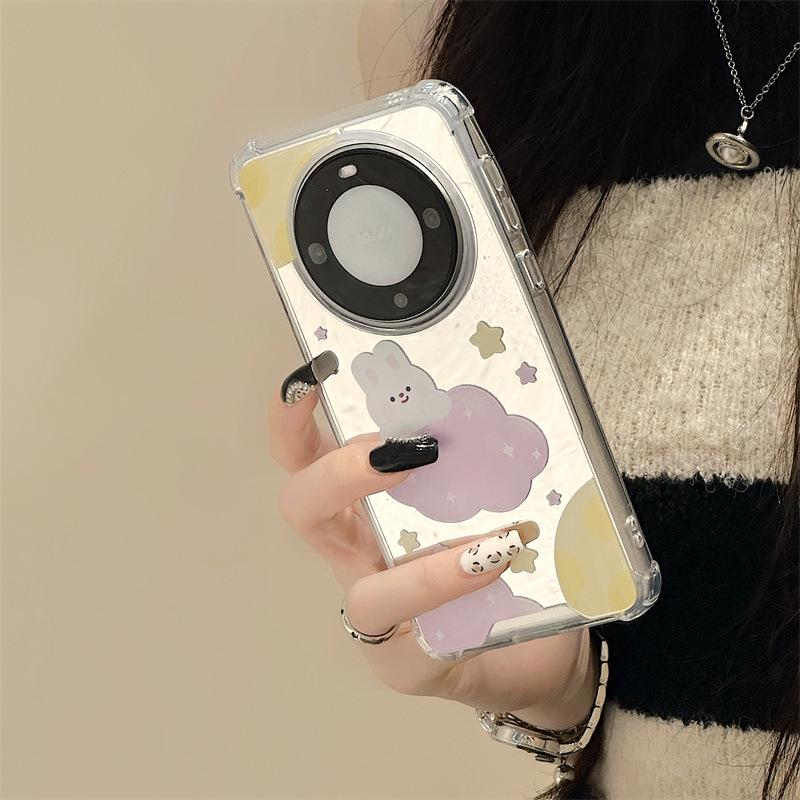 Huawei Mate60 Phone Case with Chain for Mate 50/40 Pro & Nova 11/10, P60/50 Mirror Case