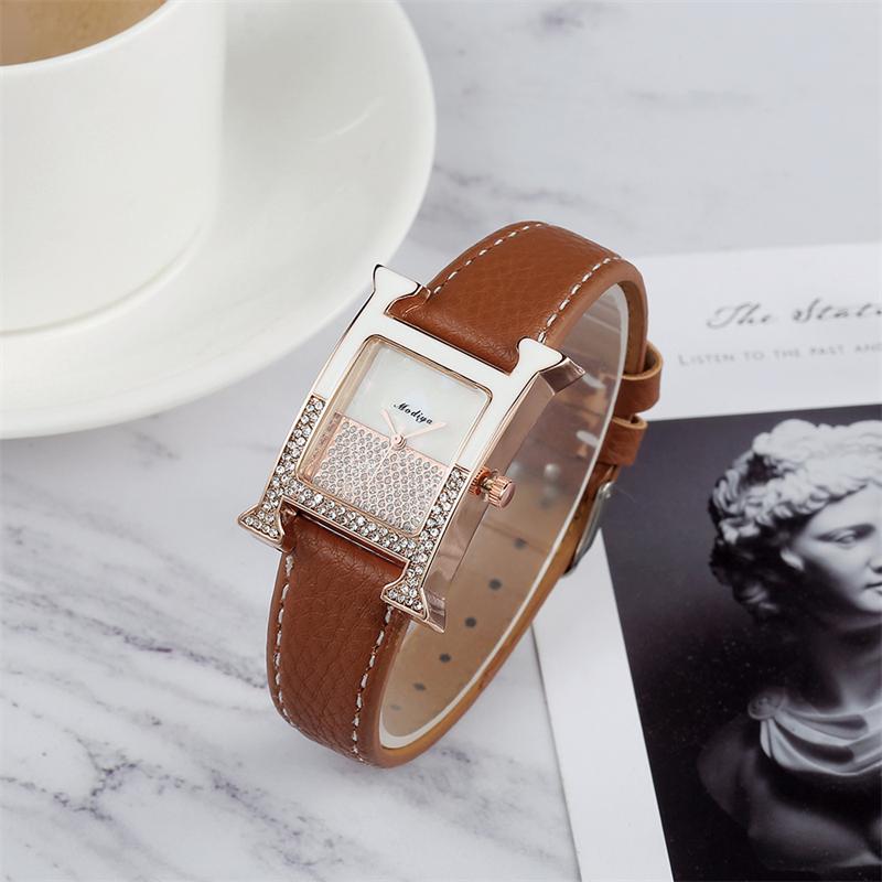 Buy Luxury Square Watch Women Analog Quartz Watches Leather Strap