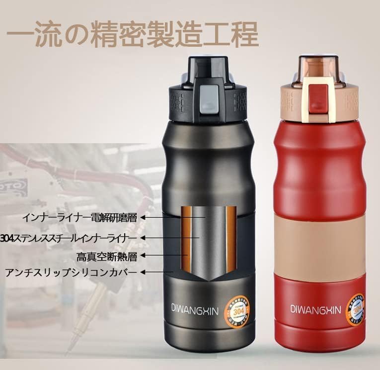 Portable Stainless Steel Water Bottle with Safety Lock and Anti-Slip Design, Stylish Design, Suitable for Carbonated and Sports Drinks, Easy to