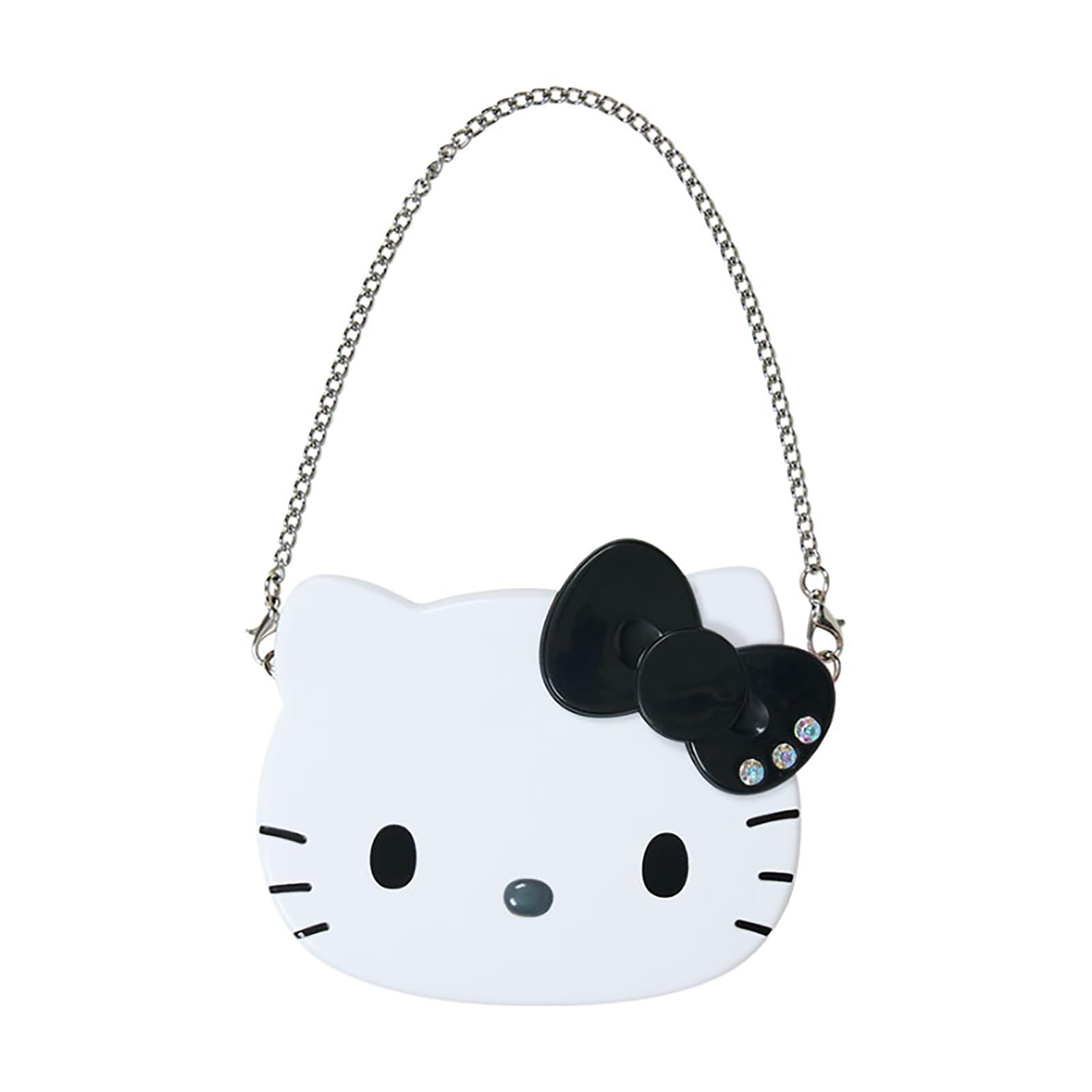 

Зеркало Sanrio с цепочкой Love Hello Hello Kitty Черное косметическое зеркало Портативное 338826 Двустороннее (Я Китти) чёрный