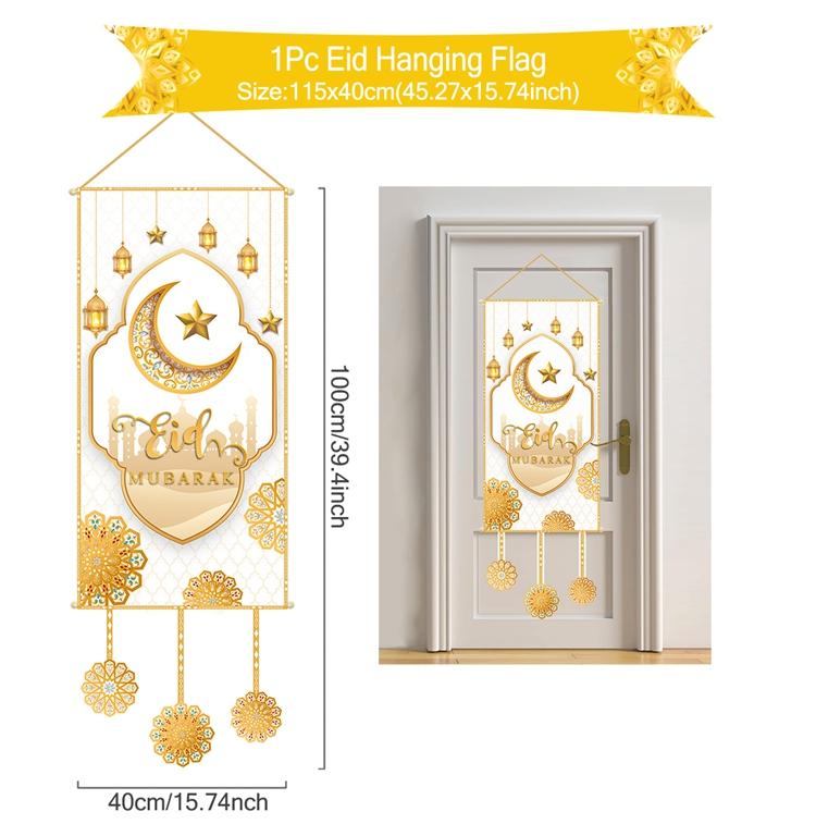 Eid Mubarak Dekobanner 2026 Kareem Ramadan Deko für Zuhause Ramadan Mubarak Hängende Flagge Islamische Muslimische Party Deko Eid Al Adha