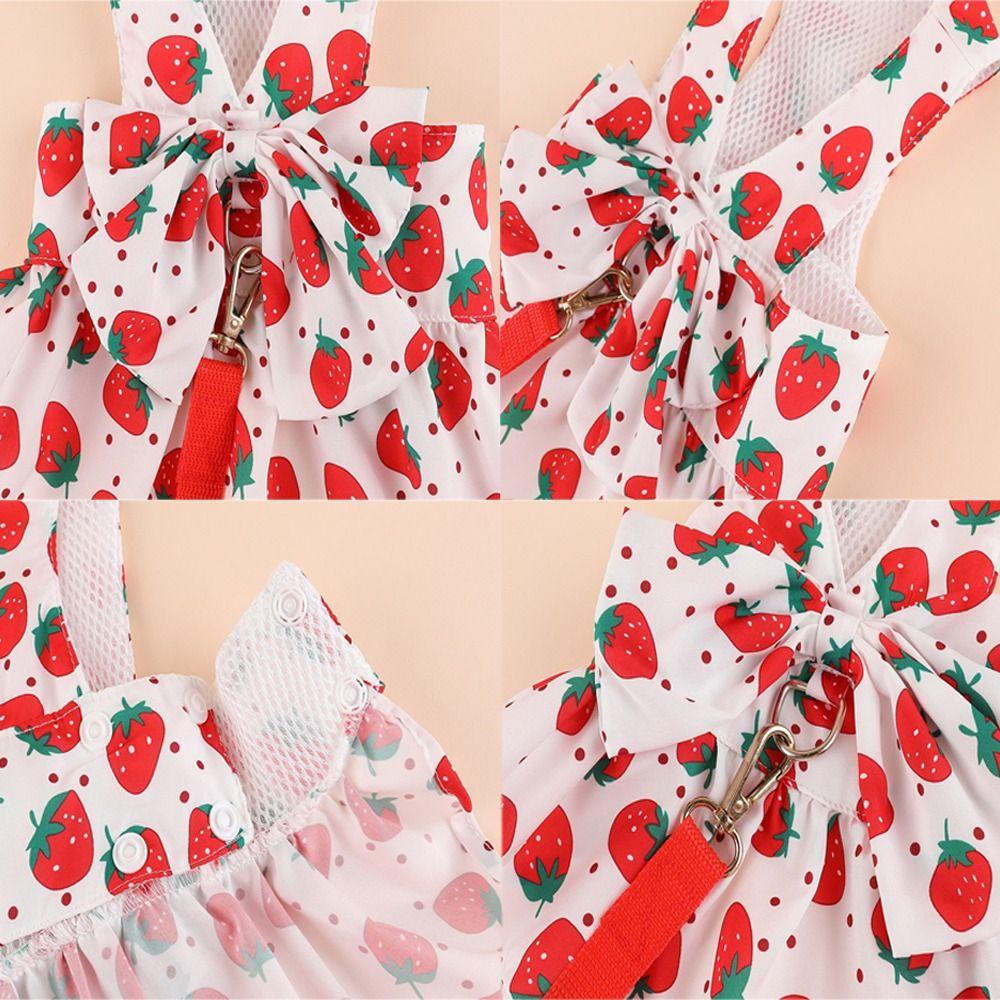 Sweet Dog Bowknot Princess Dress Breathable Dog Dress and Leash Set Thin Cat Skirt  Summer