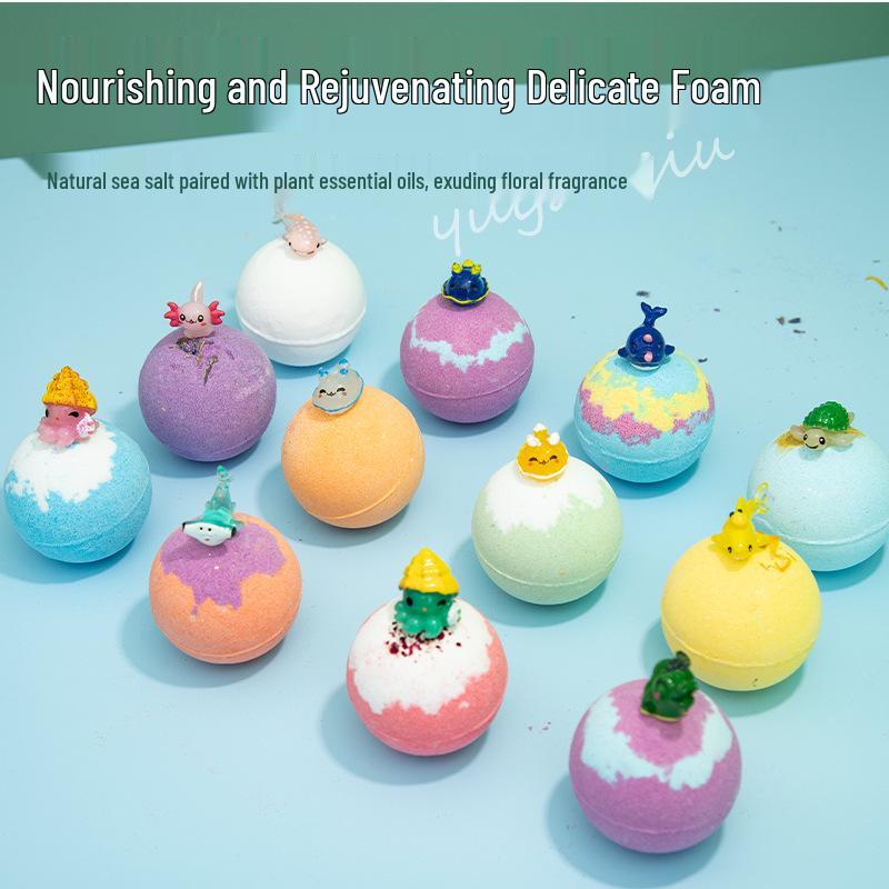 Marine-Themed Plush Toy Bath Bomb Gift Set - 12x70g Bath Salt Balls