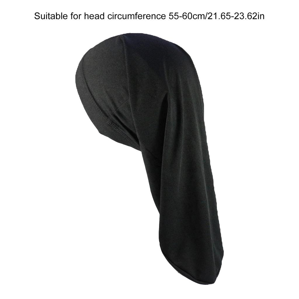 Long Tail Hair Wrap Cap for Men Soft Polyester Head Wrap Quick Drying Towel Turban Hat for Dreadlocks Various Hairstyles