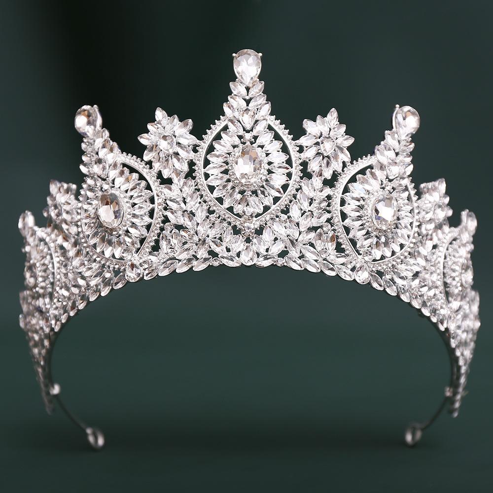 2026 Baroque European and American Beauty Pageant Bridal Crown Headgear, Alloy Crystal Wedding Headband Headband Headgear Crown 16.5*8.2CM