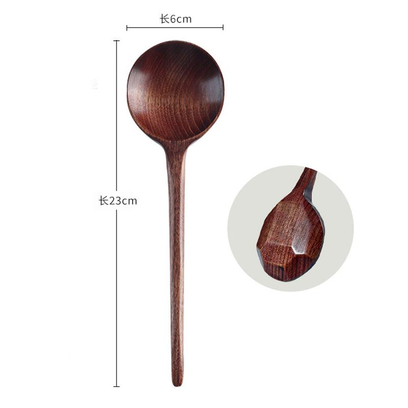 Natural Japanese Ramen Wooden Spoon New Long Handle Soup Spoon Coffee Milk Teaspoon Scoops Kitchen Tableware Home Cooking Tools