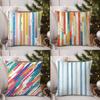 Classic Striped Pillow Case Home Dorm Chair Back Short Plush Double-Sided Printing Office Nap Time Cushion Cover