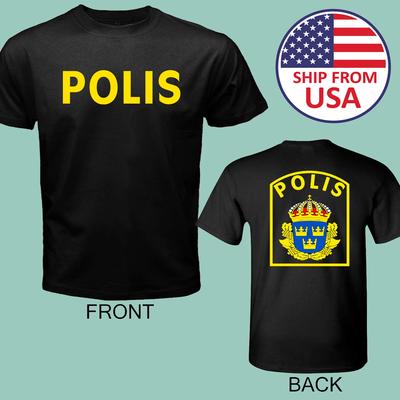 Skandinavien Schweden Svensk Schwedisch Polisen Polis Herren SchwarzGröße S-5XL
