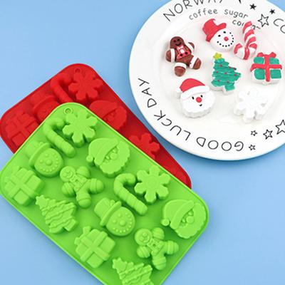 Weihnachten Silikonform 14 Vertiefungen Weihnachtsmann Schneemann Baum Zuckerstange Geschenkbox