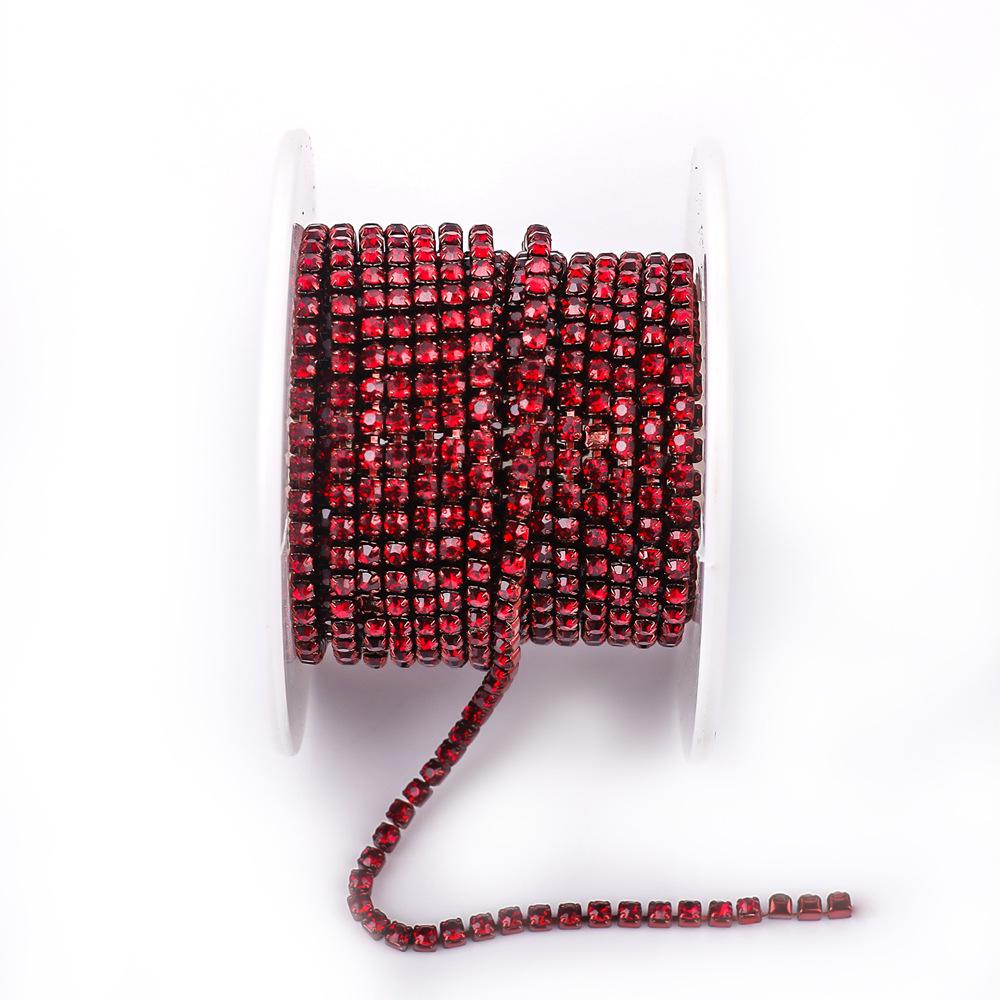 Electroplated Glass Rhinestone Single Row Claw Chain for DIY Costume Accessories