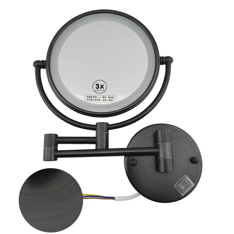 LED Bathroom Vanity Mirror with Folding Makeup Light - Wall-Mounted for Home & Hotel Use
