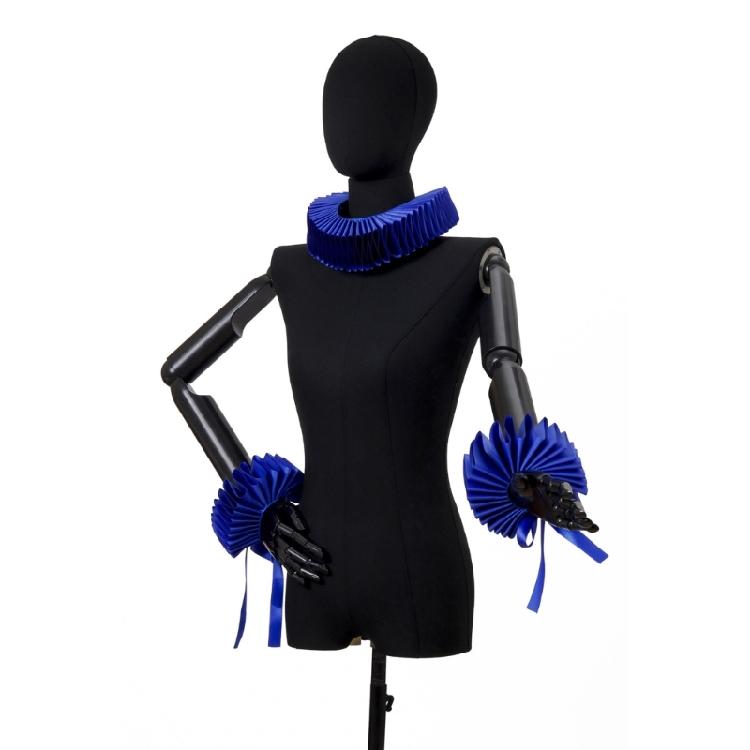 Renaissances Webbing Ruffled Choker Necklace Clown False Collar and Cuffs Set for Theatrical Props and Cosplay Costume