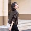 Four-season green retro versatile leather jacket women's short jacket spring and autumn new locomotive clothing tide