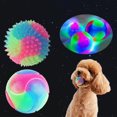 Minge de jucărie luminoasă pentru animale de companie, LED strălucitoare, cățeluș, minge elastică intermitentă, jucărie de culoare, bilă TPR, jucării interactive pentru pisici, câini mici D8T4