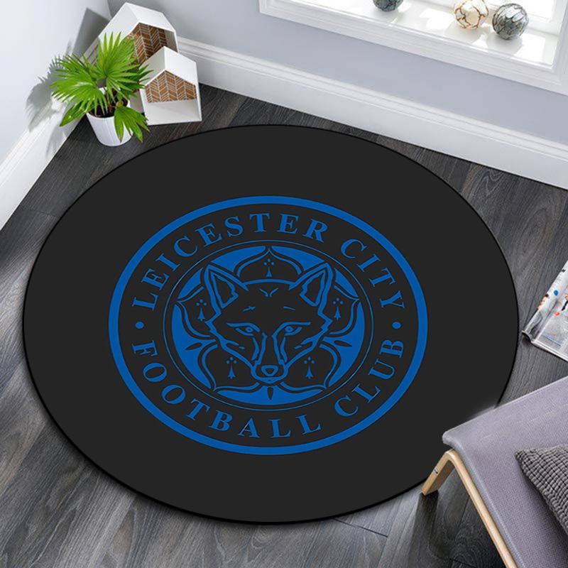Leicester City Football Club Round Area Rug,Carpet Rug for Living Room Bedroom Sofa Playroom Decor,Non-slip Floor Mat