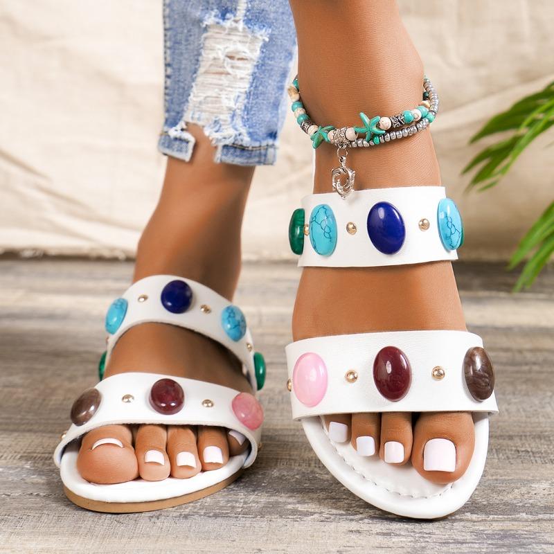Women's Summer Soft-soled Slippers Flat-soled Comfortable and Durable Cute Cartoon-shaped Open-toe Slippers