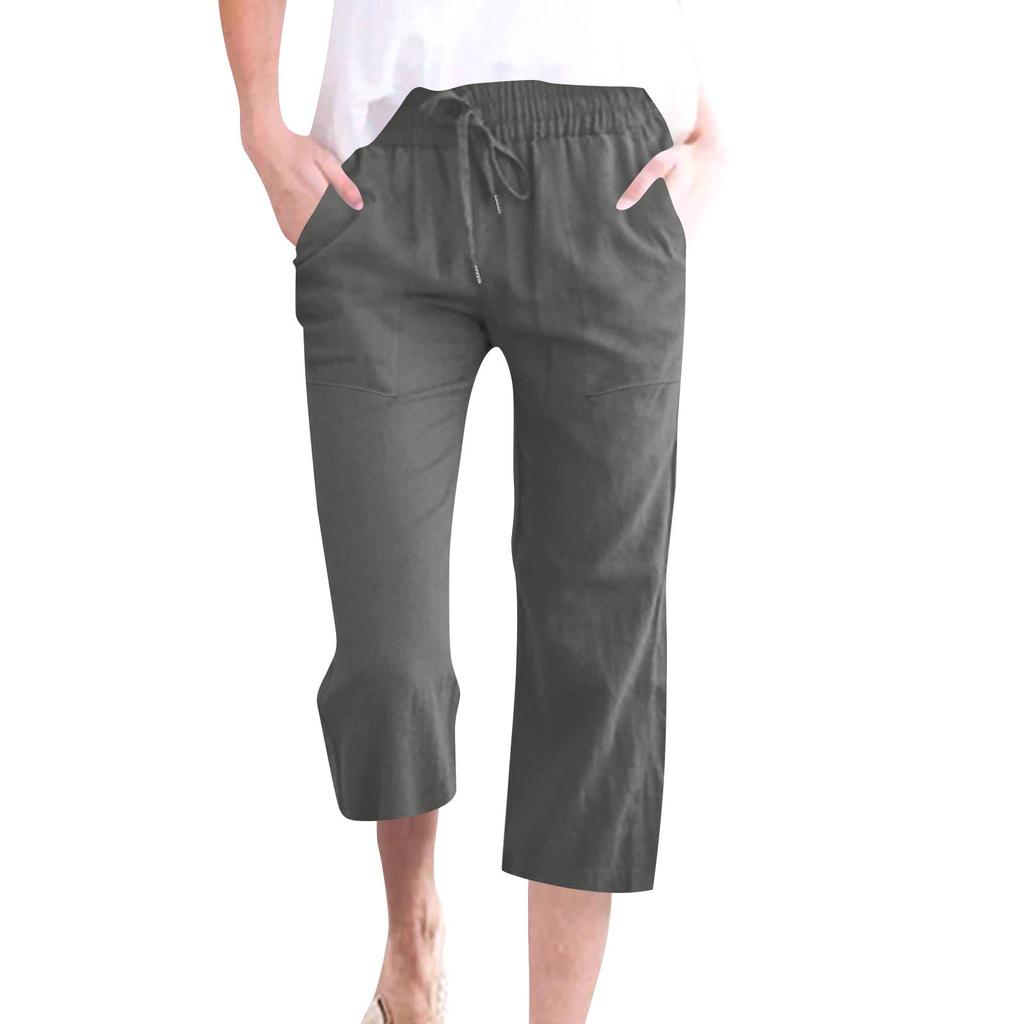 Women's Casual And Fashionable Color Loose Pants With Pocketes