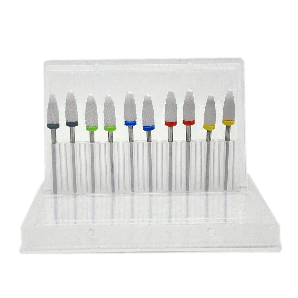 10pcs Manicure Ceramic Nail Drill Bits Set Removing Gel Varnish Drill Manicure Machine Pedicure Nail Bits for Electric Drill