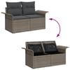 Set de canapé de jardin 11 pièces avec coussins gris poly rattan, Canapé de jardin 2 places avec rangement et coussins gris 3357092