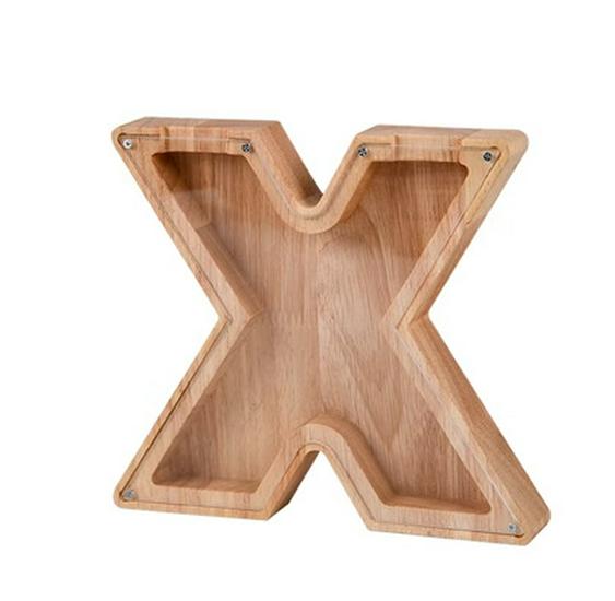 Sparbox aus Holz mit Alphabet für Kinder – Transparente Spardose Geschenk