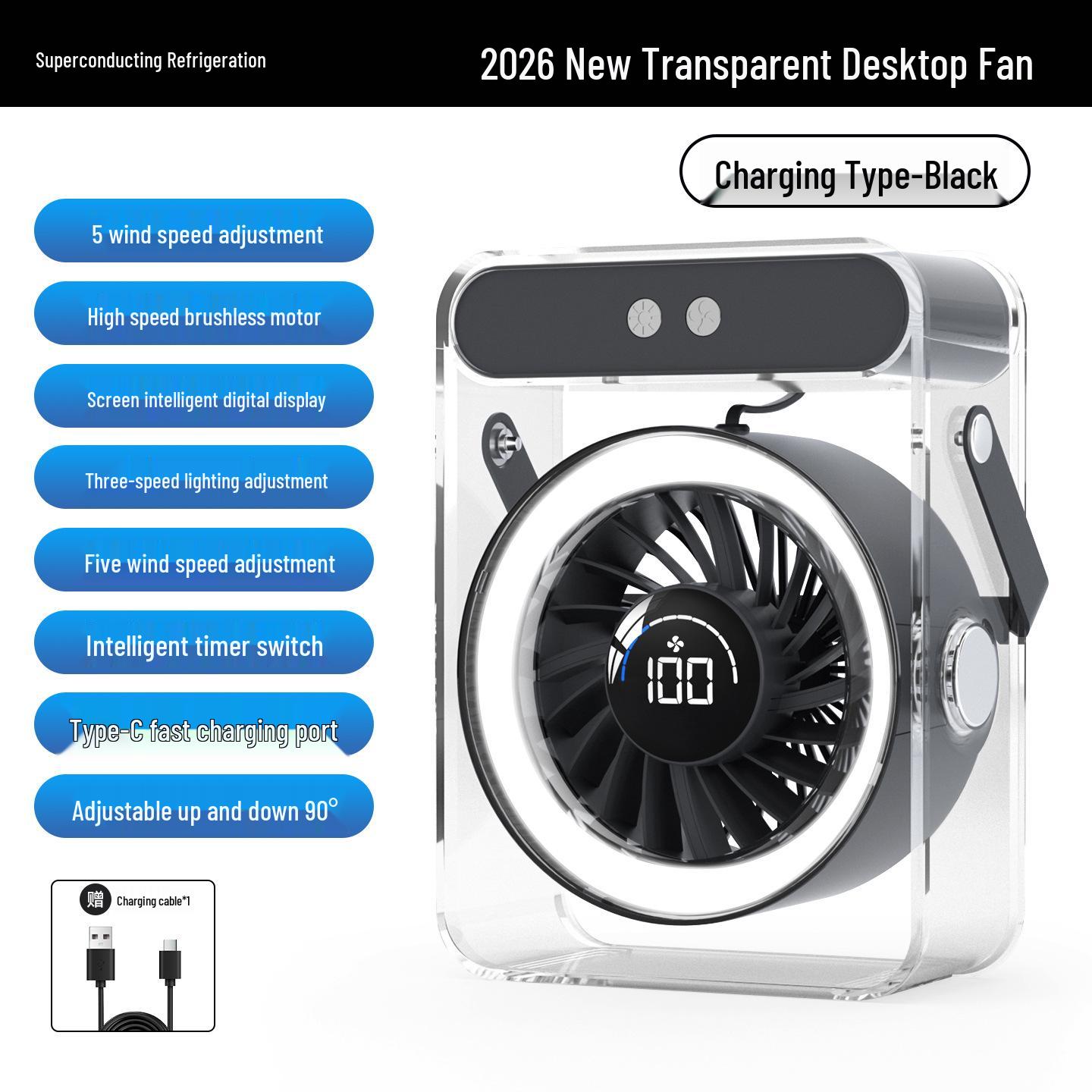 Turbo Mini Desktop Air Conditioner & High-Speed Charging Fan 22.5x16.7x7.8 cm