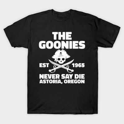 Pánské černé tričko s potiskem The Goonies Never Say Die Potisk na papíře bez ořezu Bavlněné tričko