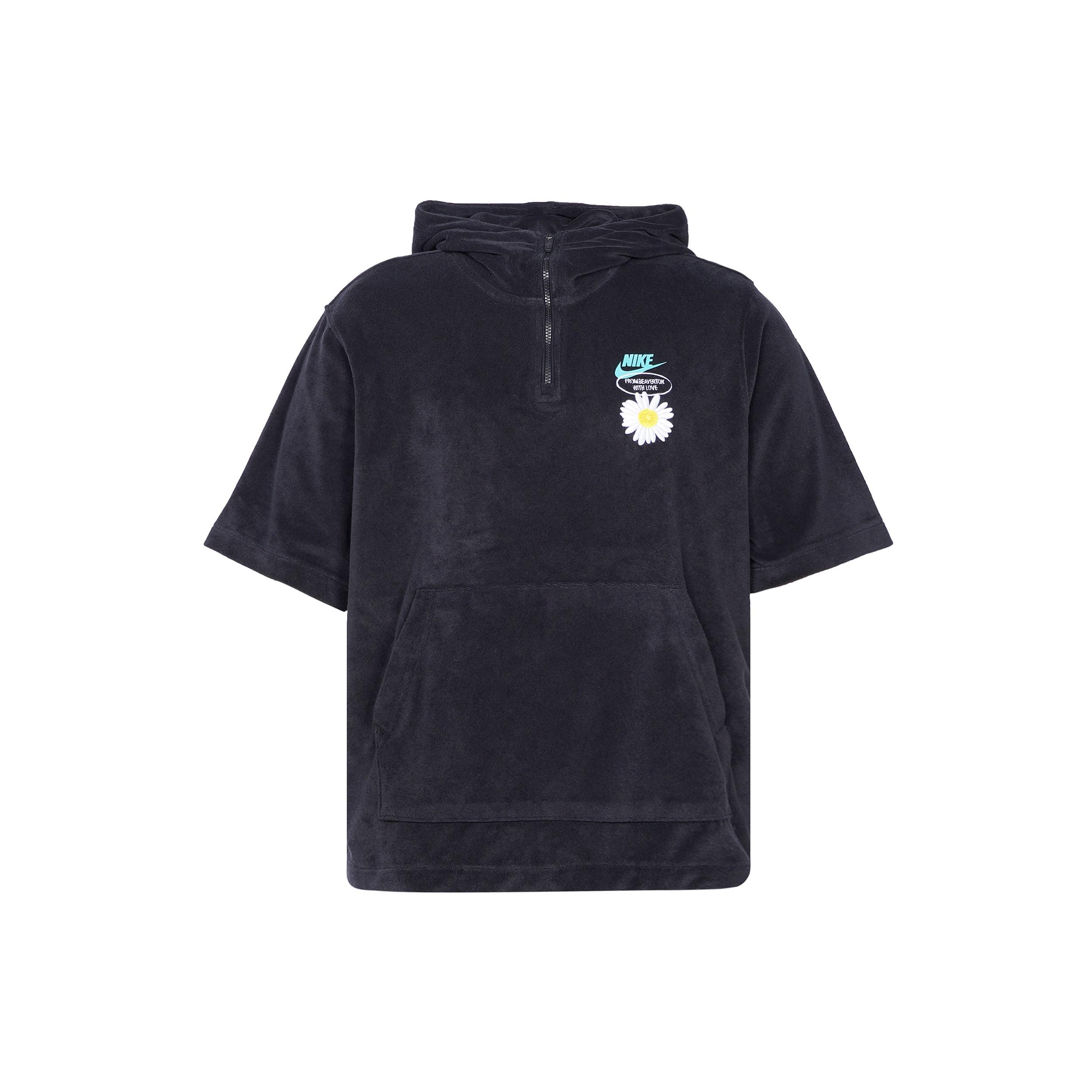 Nike Sportswear Solid Color Embroidered daisy Logo Printing hooded Sports Short Sleeve Black Men s DM5063-010 M