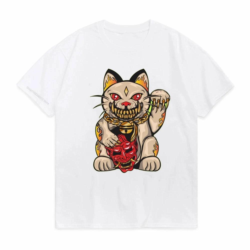 Unisexeki Neko Print Unisex T Shirt ShortSleeved Personalize Summer Female TShirts Graphic Tees Japanese Lucky Cat Kawaii Tshirts