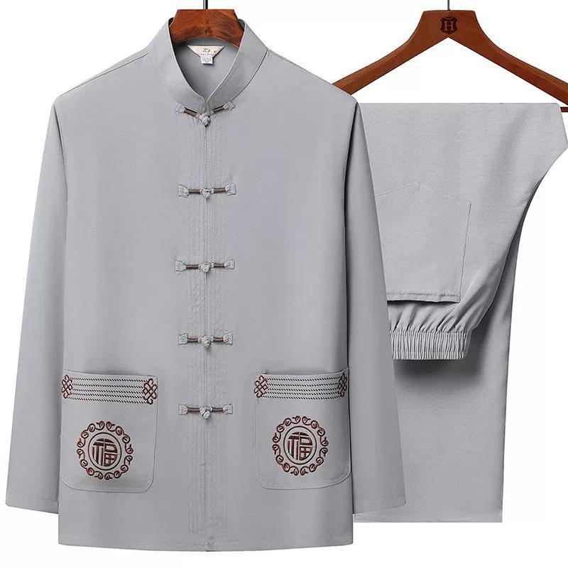 

Long Sleeves Shirts Sportswear Men s Casual Sets Pant XXXL сірий