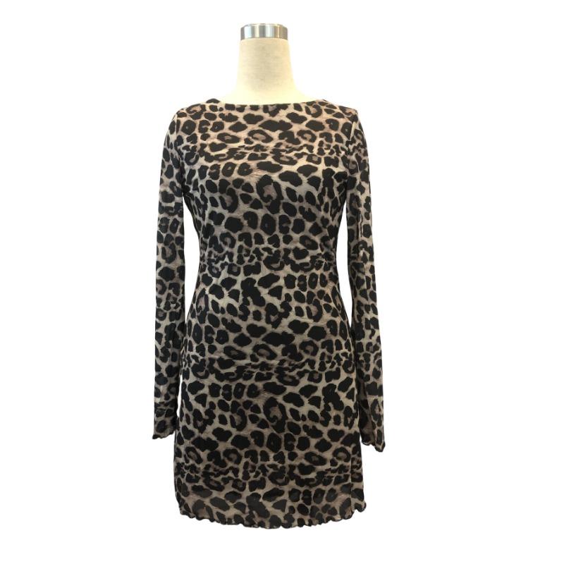 Women's Spring/summer Sexy Leopard Print Halter Sleeve Mesh Dress