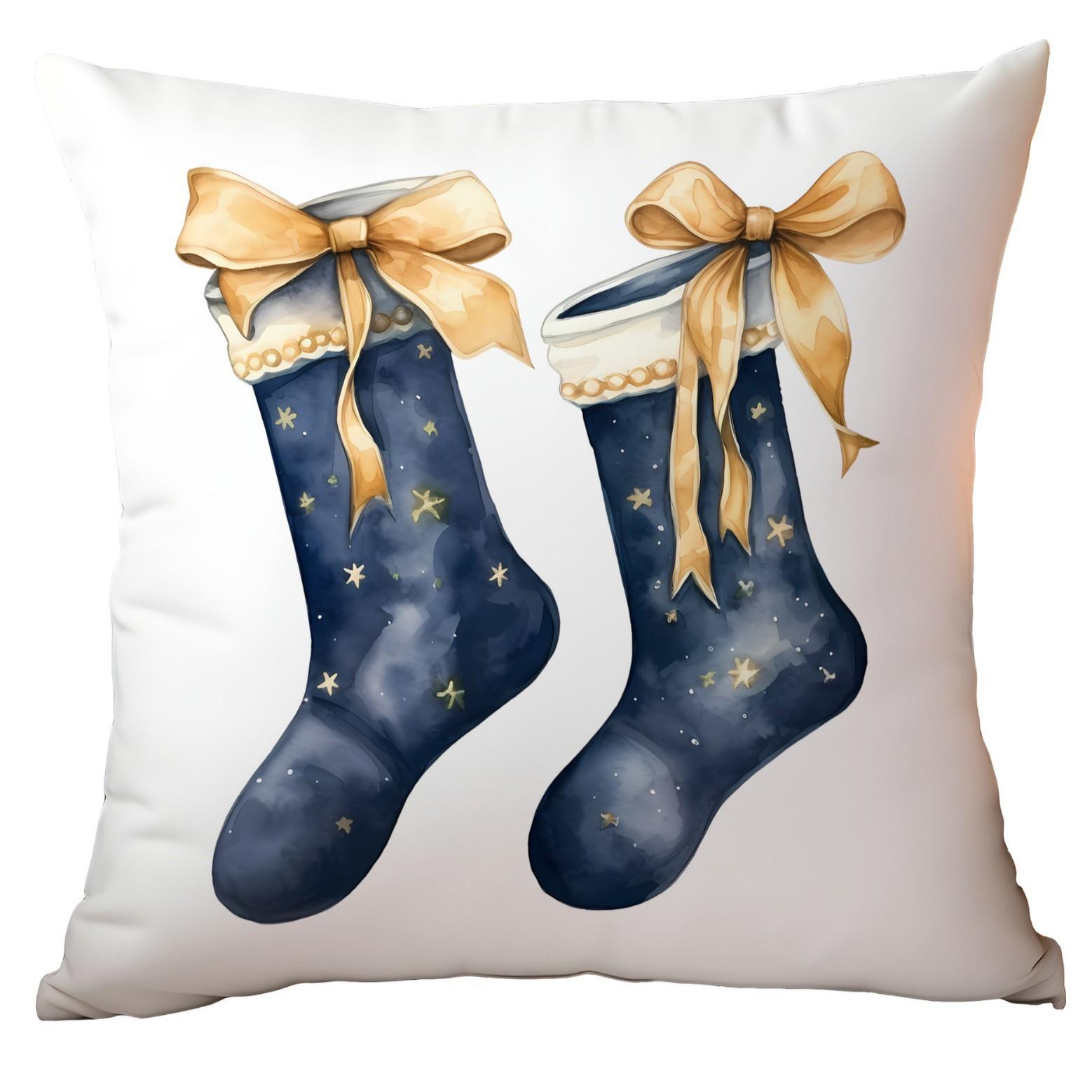 

Popular Christmas Pillow Cover Retro Watercolor Blue Print Home Cushion Pillow Cover Premium Durable Quality Useful (as the picture-72072-)-45 * 45Cm