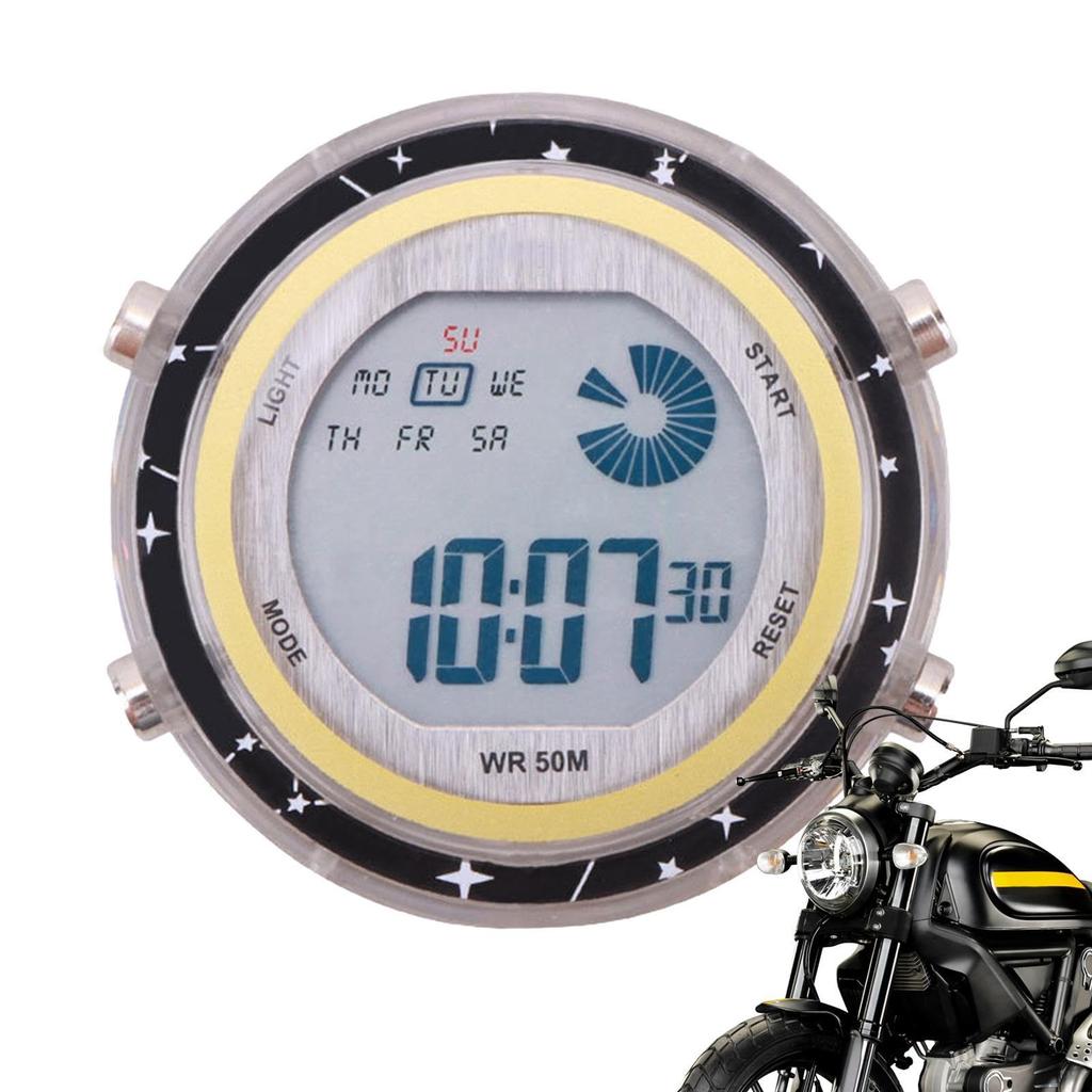 Digital Watch for Motorcycle, Auto Car Clock Clock Light Multifunction Rainfall, Portable Small Motorcycle