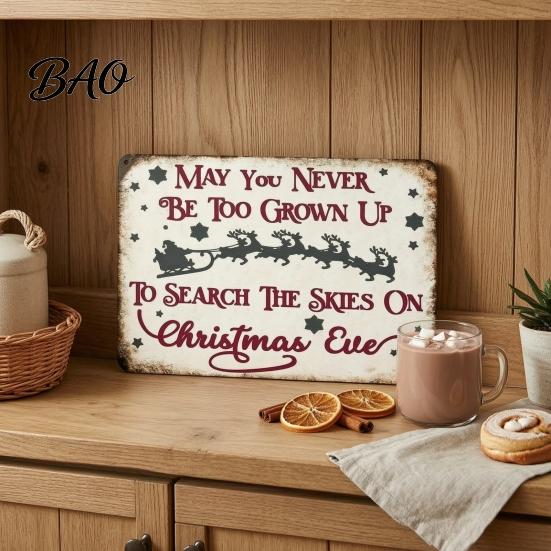 Rustic Home Holiday Embellishments Christmas Wood Sign, Vintage Santa's Sleigh Parking Only Wall 2D Farmhouse Hanging Sign Wooden Plaque for