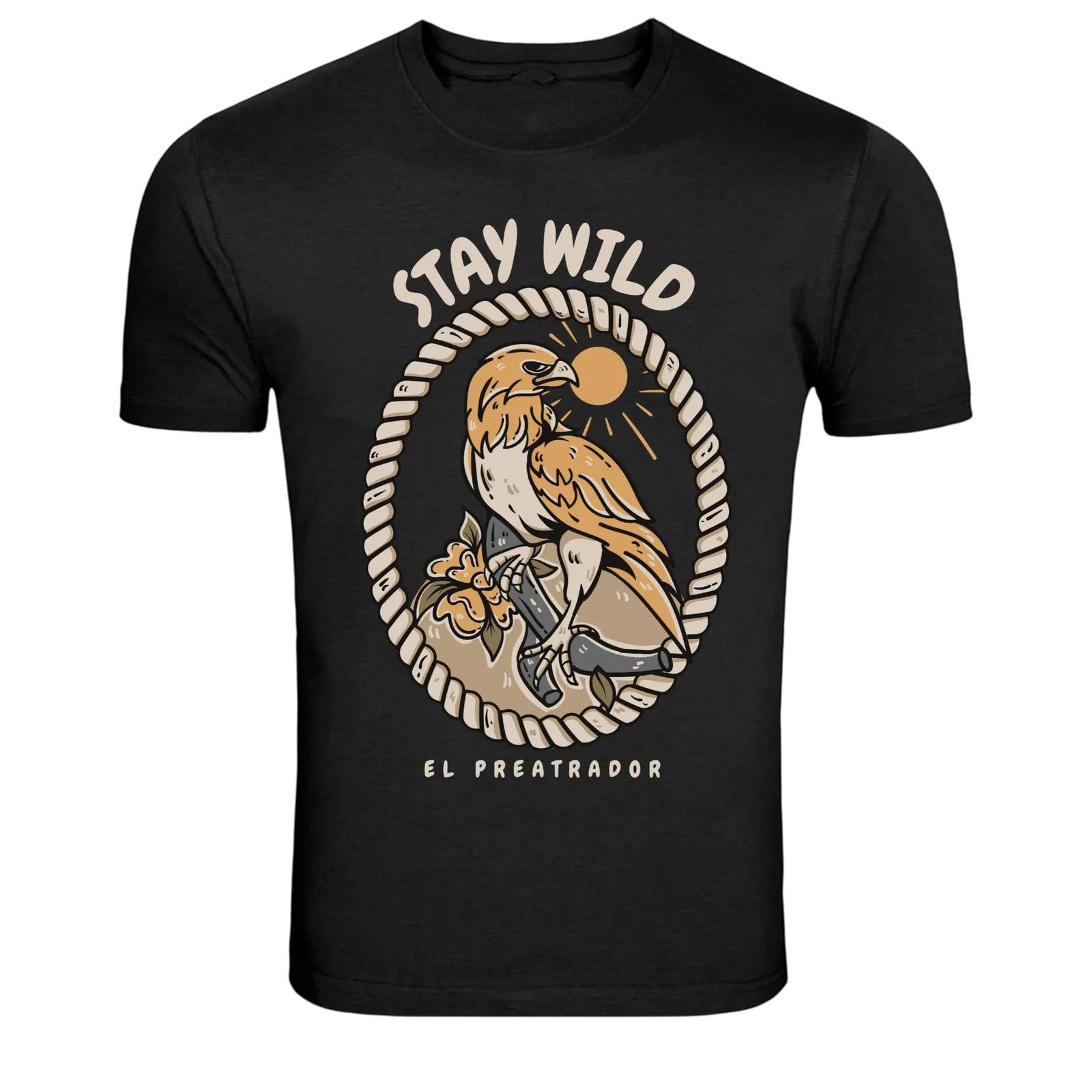 Stay Wild Eagle Western Style Graphic T-Shirt 3XL