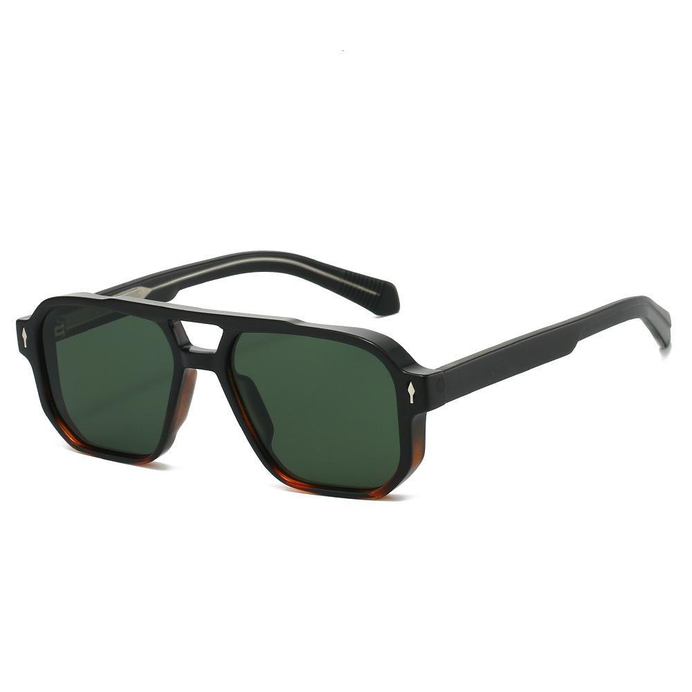 Cross Border Popular Pilot Style Sunglasses Double Beam Frosted Texture Large Frame Imitation Board Plug-in Glasses
