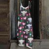 Women's Jumpsuit Christmas Print  Casual Loose Vintage Shoulder Strap Cotton Linen