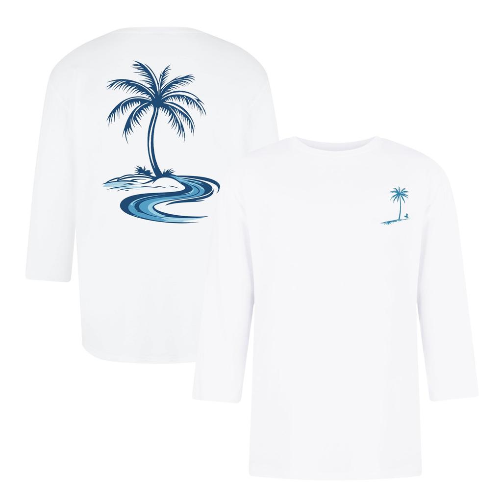 Men's casual and fashionable printed collar three-quarter sleeve top T-shirt